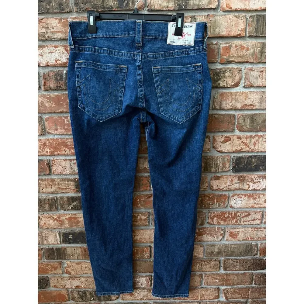 True Religion Rocco Mens Jeans Size 33 Relaxed Skinny Dark Wash Casual